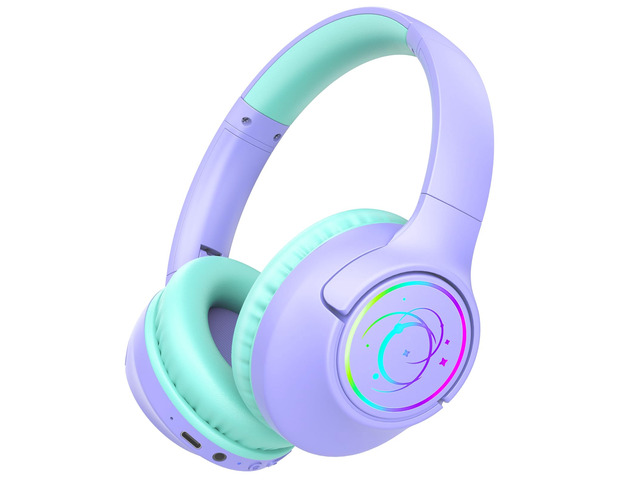Kids Bluetooth Headphones, 85H Playtime for Toddler Girls, Purple with LED Over Ear Wireless Headphones for Kids, 85/94dB Safe Volume Limit,...