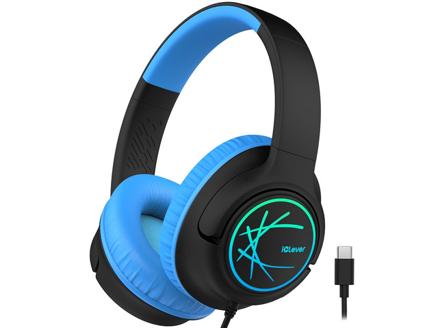 Kids Headphones with Cord, Over Ear for Boys Girls School Travel SafeSound Tech, Stereo Sound, Breathing Light, Foldable, Adjustable, Durable,...