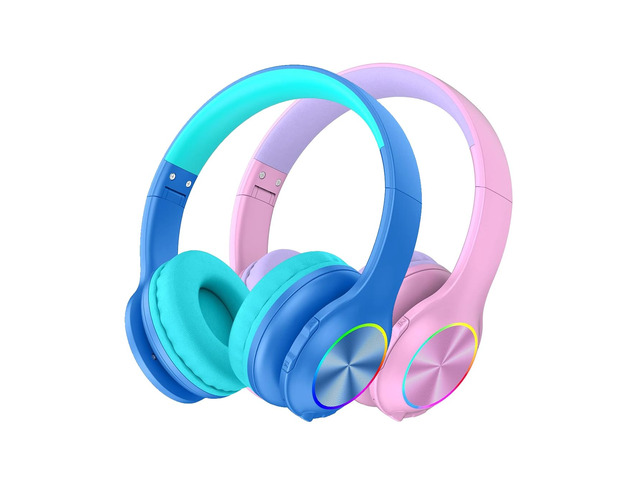 Kids Bluetooth 6.0 Headphones, LED Light, 85Hours Playtime Type-C Fast Charging, 85/94dB Volume Limited, Comfort Wireless Headphones with Built-in...