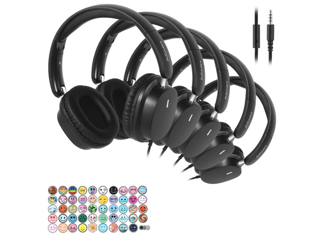 Kids Wired Headphones for School, 5-Pack, Foldable with Mic Stereo sound, Comfortable over-ear fit, 3.5 mm jack, Ideal for classrooms, iPads,...