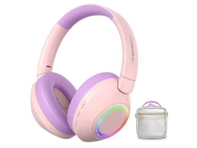 Noise Cancelling Headphones for Kids,Colorful RGB LED Lights 60H Playtime, Bluetooth 5.4 Wireless Over-Ear Headset Built-in Microphone for...