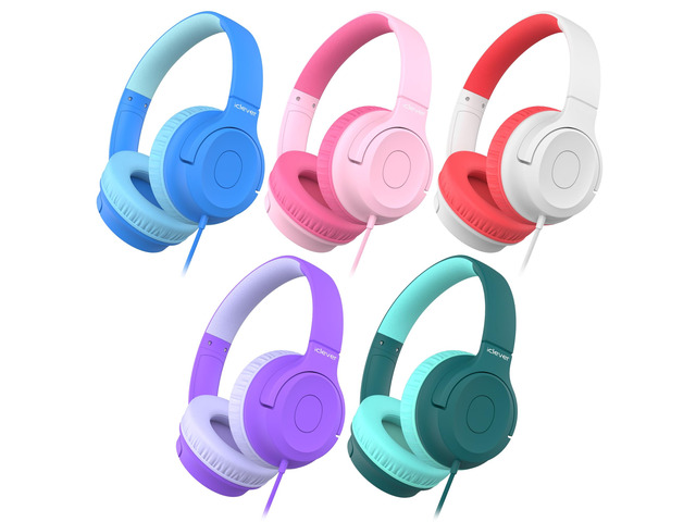 HS27 5 Pack Kids Headphones for School K-12 Online Learning Travel SafeSound Tech3.0, Tangle Free, 3.5mm Jack, HD Stereo, Swivel Foldable,...