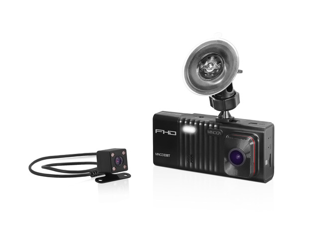MNCD338T 3-Channel 1080P Dash Camera w/Rear & Interior Cam (Black) Capture sharp HD video with an easy-to-use touchscreen and versatile zoom for...