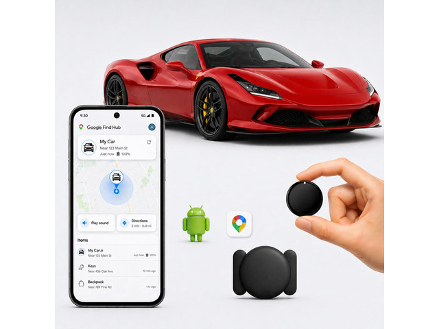 Mini Magnetic GPS Tracker for Vehicles IP65 Waterproof Real-Time Hidden Tracking Device Compatible with Android Only, Anti-Theft Car Tracker for...