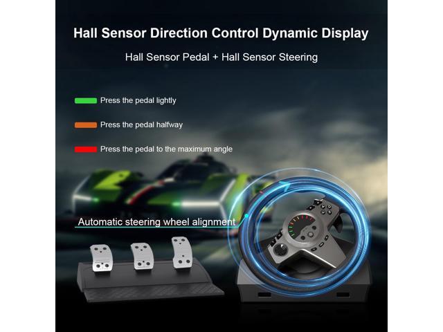 TOPWOLF Racing Wheel with Clutch Pedals - Force Feedback, Adjustable, for Xbox/PS4/PC