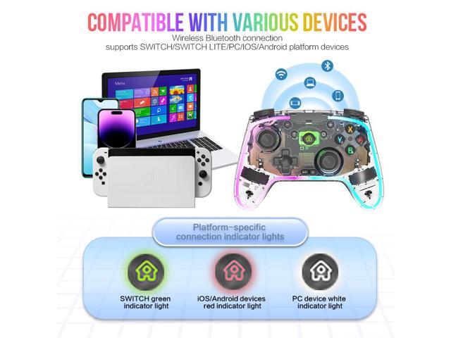 TOPWOLF Wireless Controller for Switch - Hall Effect Joystick, No Drift, RGB Gamepad, for Switch 2/Switch/PC