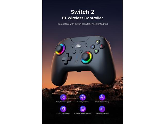 TOPWOLF Wireless Controller for Switch 2 - Hall Effect Joystick Anti-Drift, Turbo & Programmable Buttons, RGB, for Switch/Switch 2/PC/Android