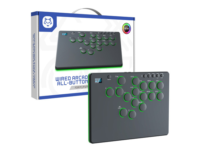 TOPWOLF R16 Leverless Hitbox Fighting Controller, 16-Key Mechanical Arcade Keyboard with OLED, RGB, SOCD, Hot-Swappable & Remap for...