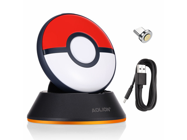 Aolion Magnetic Charging Dock for Pokémon GO Plus+ & Switch Poké Ball - LED Ambient Light, Case-Friendly, 0.1s Fast Charge, 4-Layer Protection,...