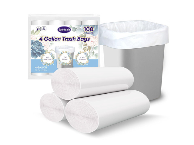 ViewSonic Small Trash Bags 4 Gallon, 100 Count Small Garbage Bag Bathroom White Mini Trash Bag Trash Can Liners Unscented Small Garbage Bags for...