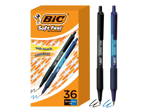 Soft Feel Retractable Ballpoint Pen, 1.0 mm Medium Point, 36-Count No-Slip Grip for Comfortable Writing Smooth Ink Flow for Effortless Writing ...