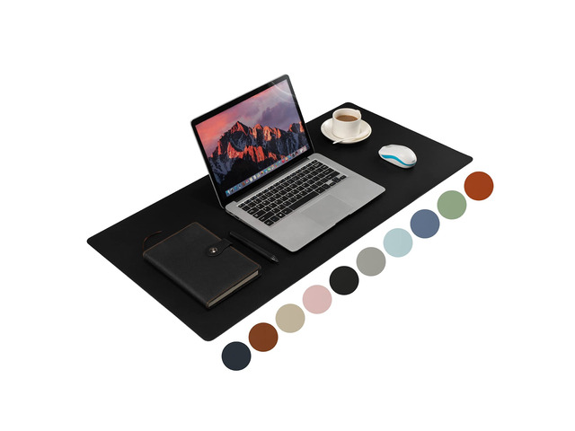 Leather Desk Pad, 36x17 inch Large Mouse Pad,Waterproof Non-Slip Writing Desk Blotter,Computer Mat Desktop Protector for Office Home,Black