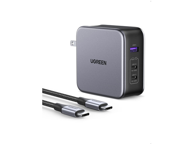 Nexode 140W GaN USB C Laptop Charger, 3-Port PD 3.1 PPS Foldable Fast Wall Charger with 240W Cable for MacBook Pro 16', iPhone 17/16/15, Pixel...