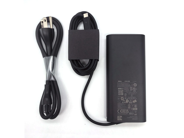 Laptop Charger GAN 130W USB C Type C AC Adapter,XPS 15 9520 9530 XPS 17 9720 9730 AC Charger, Black, HA130PM170