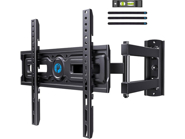 Full Motion TV Wall Mount for Most 26-65 inch Flat & Curved TVs up to 88 lbs, Adjustable Bracket Height, Corner TV Mount with Single Articulating...