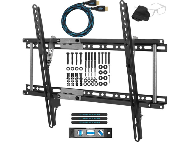Tilt TV Mount fits 32-86 Inch TVs up to 165lbs Max VESA 600x400mm, with 10ft HDMI Cable, Universal Flat Wall Mount Bracket, fits 16-24' Studs,...