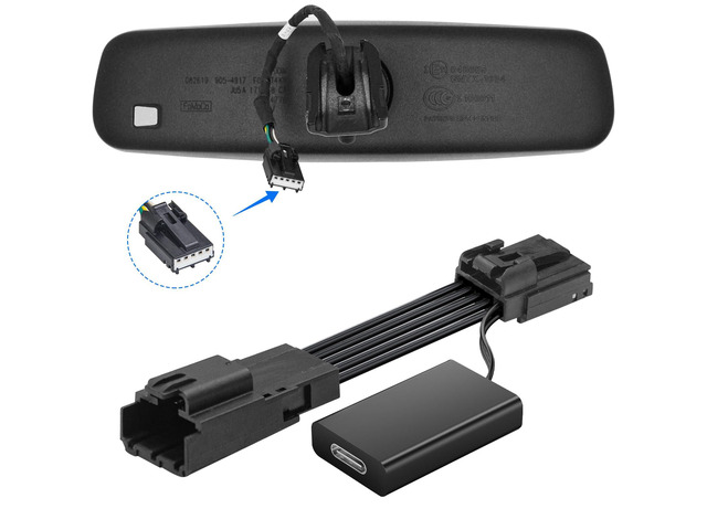 Dashcam Power Adapter Custom for Ford 5 Pin (Model B) for Mustang Mache Explorer Edge Expedition & More, Connect Auto-Dimming Connector(Hidden)