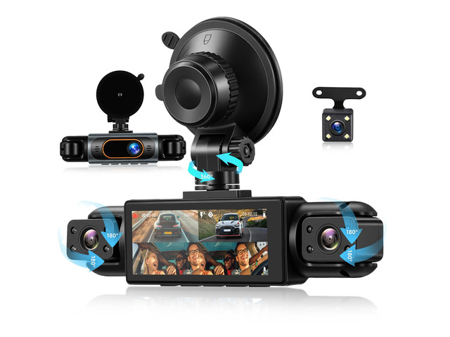 4 Channel 360° Dash Cam Front and Rear Inside Left Right, 3.16 Inch FHD 1080P IPS Dashcam Supports Night Vision, Loop Recording, 24/7 Recording...