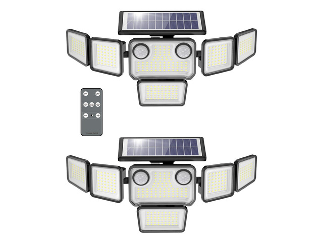 Solar Lights Outdoor, 6000LM 310 LEDs Dual Motion Sensor Solar Flood Lights 6 Heads Security Wall Lights, IP65 Waterproof, Remote Control for...