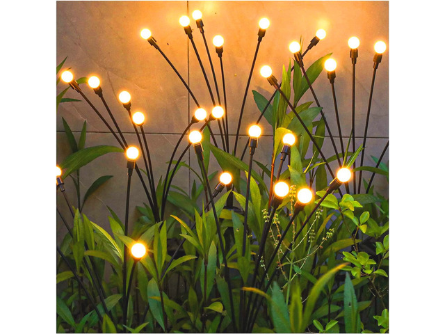 Solar Garden Lights - 6 Pack 48 LED Upgraded Solar Swaying Light, Sway by Wind, Outdoor Lights, Yard Patio Pathway Decoration, High Flexibility...