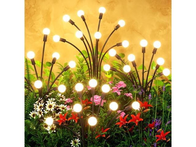 Solar Lights Outdoor(4 Pack,32 LEDs),Solar Lights Outdoor Waterproof for Garden Decor,4 Modes Firefly Light for Outdoor Decor,Big Bulb High Lumens...