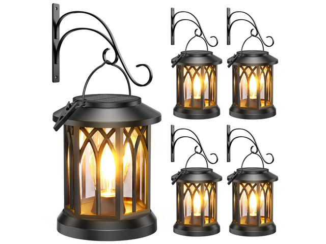 Solar Lanterns Outdoor Waterproof 4 Pack, Upgraded Solar Lantern Outdoor Lights with Wall Mount Kit, Hanging Solar Lights for Outside Decorative...