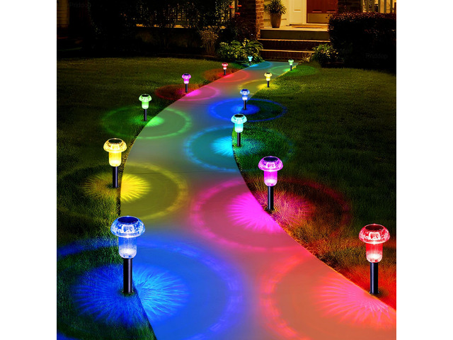 Solar Lights Outdoor Waterproof 16 Pack Garden Decor Color Changing Pathway Stake Lights for Yard Patio Lawn Planter Landscape Path, Auto On/Off...