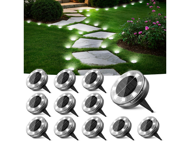 Mini Solar Ground Lights, 12 Pack Flat Solar Disc Lights Outdoor Waterproof, 2.3 Inch Small Solar Garden Lights Landscape Lighting for Outside...