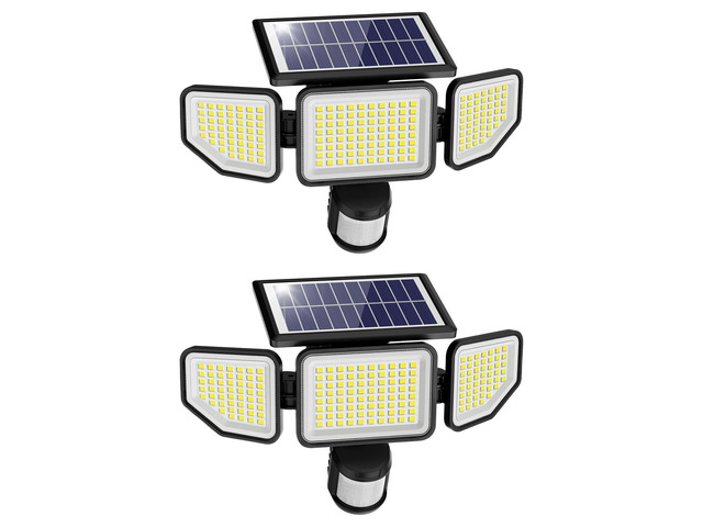 4500LM Solar Lights Outdoor, 3 Heads Security Lights with Remote Control, IP65 Waterproof Motion Sensor Lights, 3 Modes Flood Lights for Wall,...