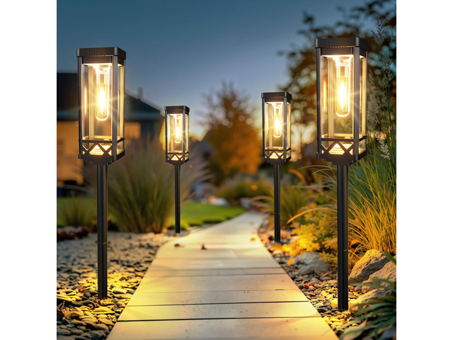 Taller Solar Pathway Lights Outdoor, 6 Pack Upgraded Brighter Solar Garden Lights Solar Powered, Up to 15 Hours Outdoor Solar Lights for Yard...