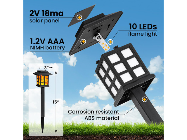 Solar Lights Outdoor Waterproof 12 Pack, LED Garden Decor Flickering Flame LED Solar Garden Lights Outdoor Decor, 8 Hours of Landscape Lighting for...