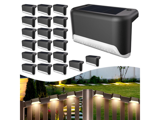 Solar Deck Lights Outdoor, 20 Pcs Solar Step Lights, Waterproof LED Solar Lights for Outdoor Stairs, Step, Fence, Yard, Patio, Railing, Garden and...