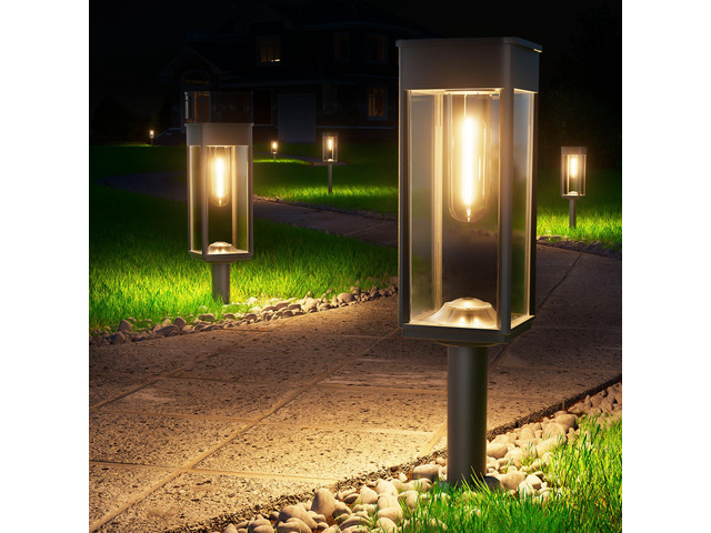 Garden Pathway Lights Solar, 4 Pack, 3 Heights, Warm White, IP65 For pathways and gardens, Solar Lights Outdoor Waterproof pair 3 adjustable...
