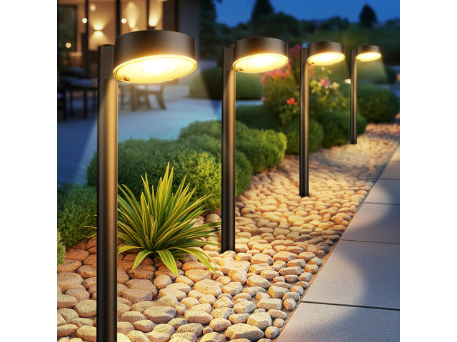8 Pack Solar Pathway Lights Outdoor, 12 Brighter LEDs Solar Lights Outdoor Waterproof, Up to 12 Hrs Modern Path Light for Yard Garden Walkway...