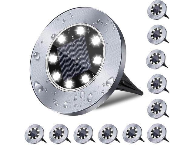 4.6 Inch Diameter Solar Ground Lights, Waterproof Solar Garden Lights, Outdoor Garden Waterproof Bright in-Ground Light, Landscape Lighting for...