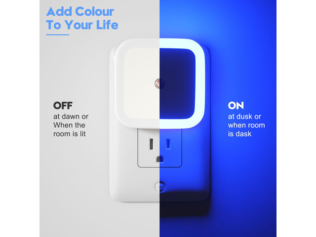 Night Light, Night Lights Plug into Wall 8-Pack, Nightlight Plug in Night Light, Dusk to Dawn Night Lamp Led (Blue)