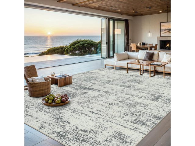 8x10 Area Rug Living Room: Modern Abstract Washable Carpet Grey For Bedroom Dining Room Farmhouse Nursery Home,Machine washable,Non Slip,Large...
