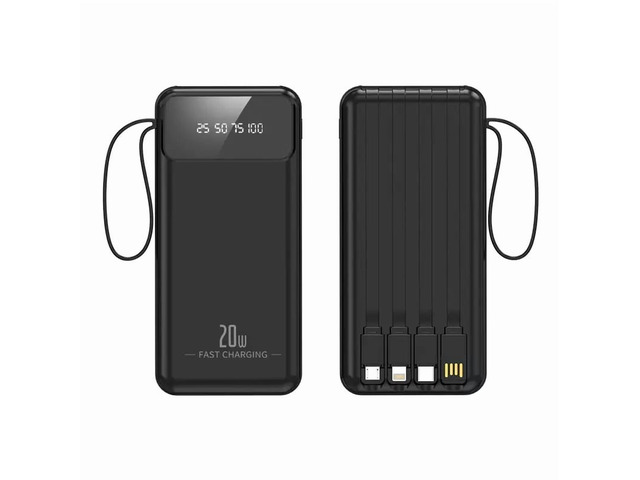 20000mAh Power Bank, Portable Charger with Built in Cable Fast Charging Battery Pack Slim 6 Outputs 3 Inputs LED Display Phone Charger for iPhone...