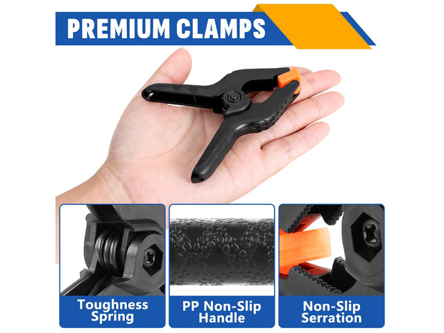 72 Pack 3.5 inch Plastic Spring Clamps, Backdrop Clips Black Heavy Duty Clips, Plastic Clamps for Crafts, Backdrop Stand, Woodworking, Photography