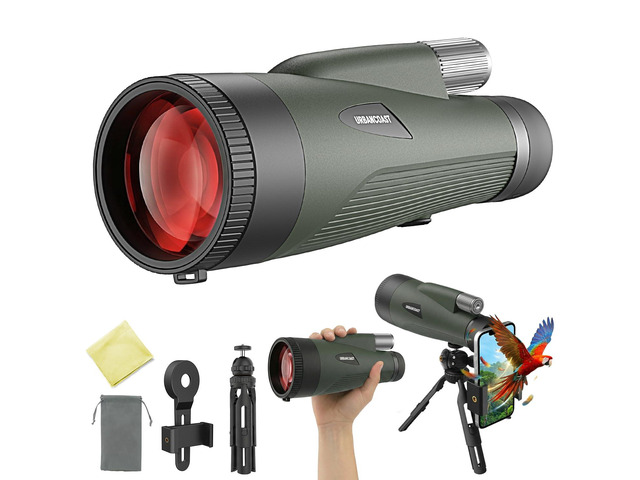 15x65 Monoculars for Adults High Powered 65mm Waterproof Fogproof Telescope Large 65mm HD Monocular with Phone Adapter, Tripod, Wrist Strap and...