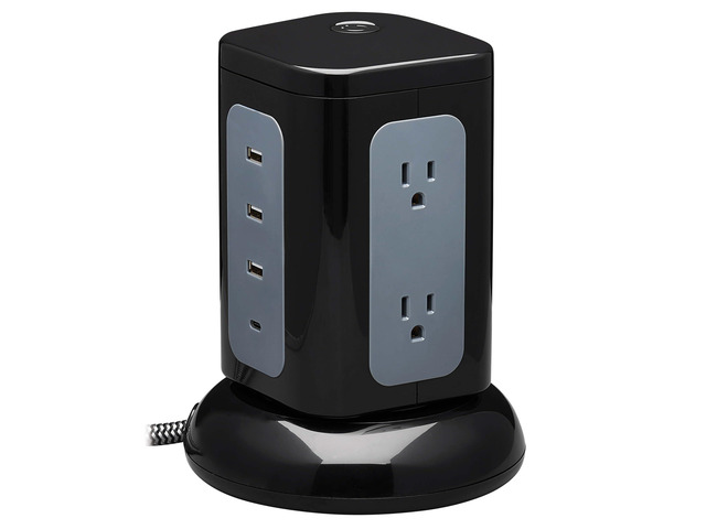 TLP606UCTOWER Charging Tower Power Strip Surge Protector & Charging Station with USB Ports, 1800 Joules, 6 Outlets, 3 USB-A + 1 USB-C, 8ft Cord,...