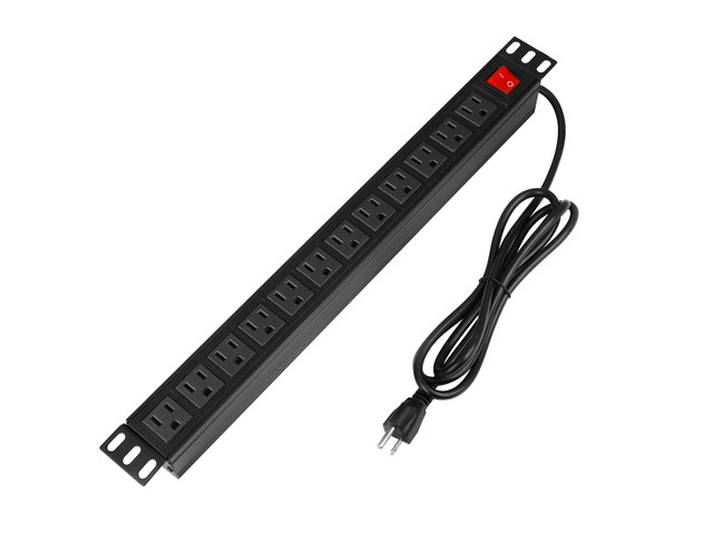 Power Strip Surge Protector Rack-Mount PDU, 12-Outlet Power Strip with Switch, Metal Mountable Heavy Duty for Server Racks, Garage, Shop Workbench,...