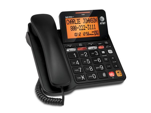 CD4930 Black Corded Phone with Digital Answering System, Caller ID, Extra-Large Tilt Backlit Display & Big Buttons