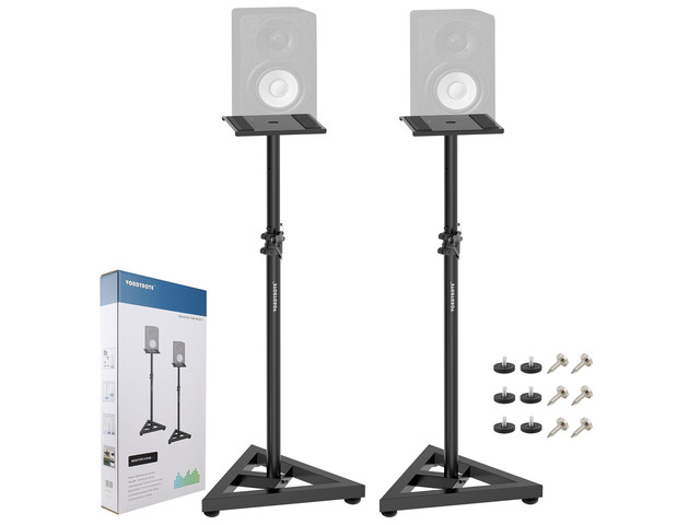 Pair Studio Monitor Stands 32.6'-50.9' Base Floor Speaker Stands Adjustable Height, Heavy Duty, Three Point Triangle Base, Floor Speaker Stands