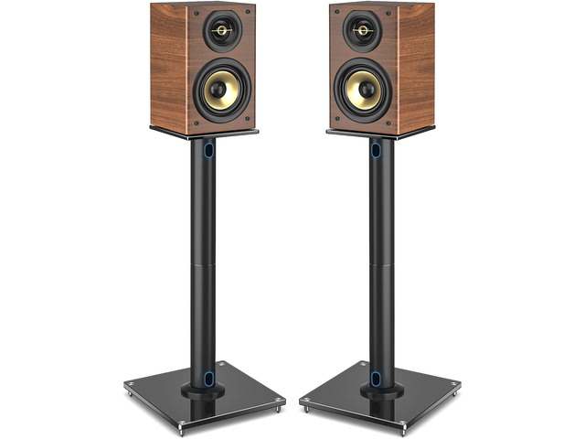 Upgraded 45° Swivel Speaker Stands Pair for Surround Sound, Heavy Duty 28 Inch Bookshelf Speaker Stand Each Holds 22lbs Large Speaker, Floor...