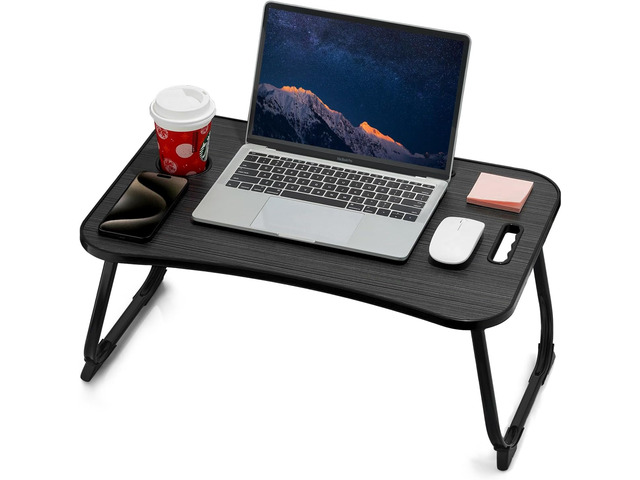 ZEAPTAC Foldable Lap Desk, Bed Desk, Bed Table & Laptop Stand w/Cup Holder