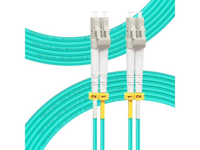 LC to LC Fiber Patch Cable OM3 15M, Length Options: 0.2m-200m, 10GB Multimode Duplex 50/125um Fiber Optic Cable Cord LSZH-15Meter(49ft), 4pack