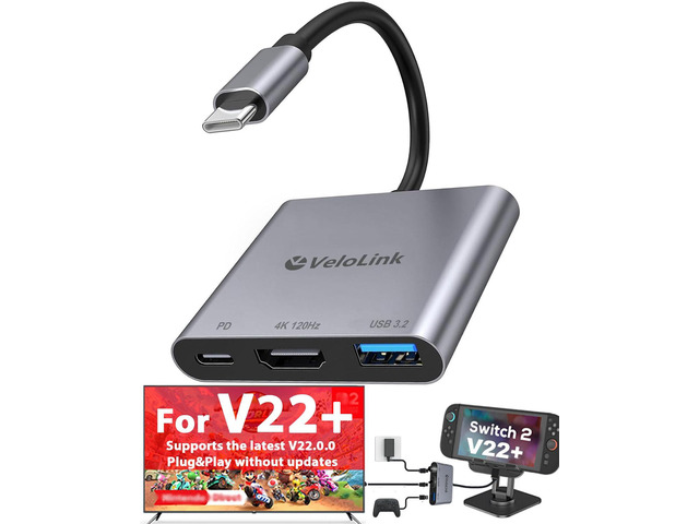 Switch 2 Dock HDMI2.1 Upgraded V22 for Nintendo Switch 2 Compatible with the Latest firmware V22+/Plug & Play/Usbc to HDMI Adapter 4k120Hz for...