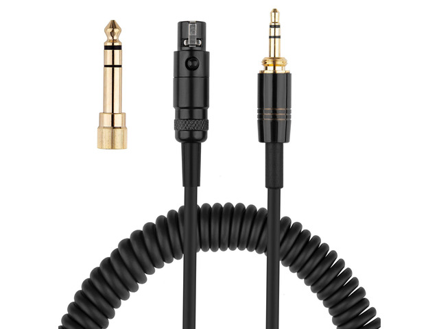 K702 Cable Coiled Aux Cord for AKG K240, Q701, K712, K240S, K141 Headphones XLR Female to 3.5mm Male Audio Cable Wire with 6.35mm Adapter
