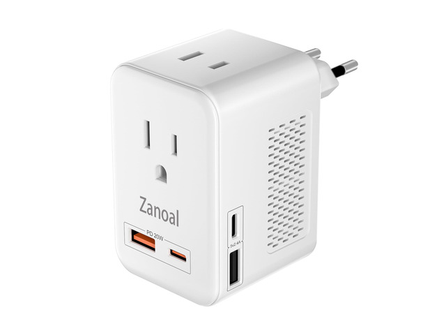 6 in 1 European Travel Plug Adapter,220v to 110v Voltage Converter,US to Europe Travel Adapter,20W PD USB-C Power Adapter, 2 USB A+ 2 Type C,Max...